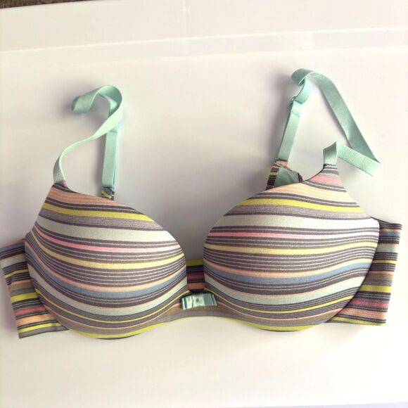 Victoria's Secret Rainbow Sherbet Lined Demi/Demi Buste Double Underwire 34C #BD - Picture 1 of 5